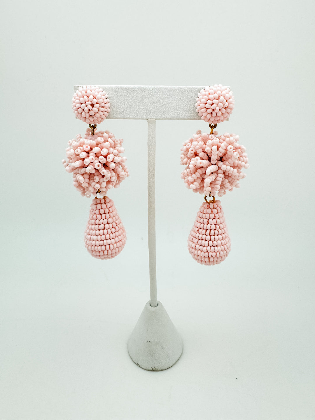 Beaded Pink Dangle Earrings