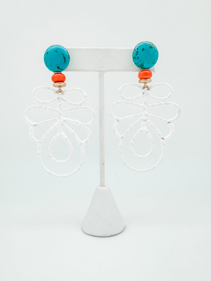 Tybee White Wrapped Raffia Earring