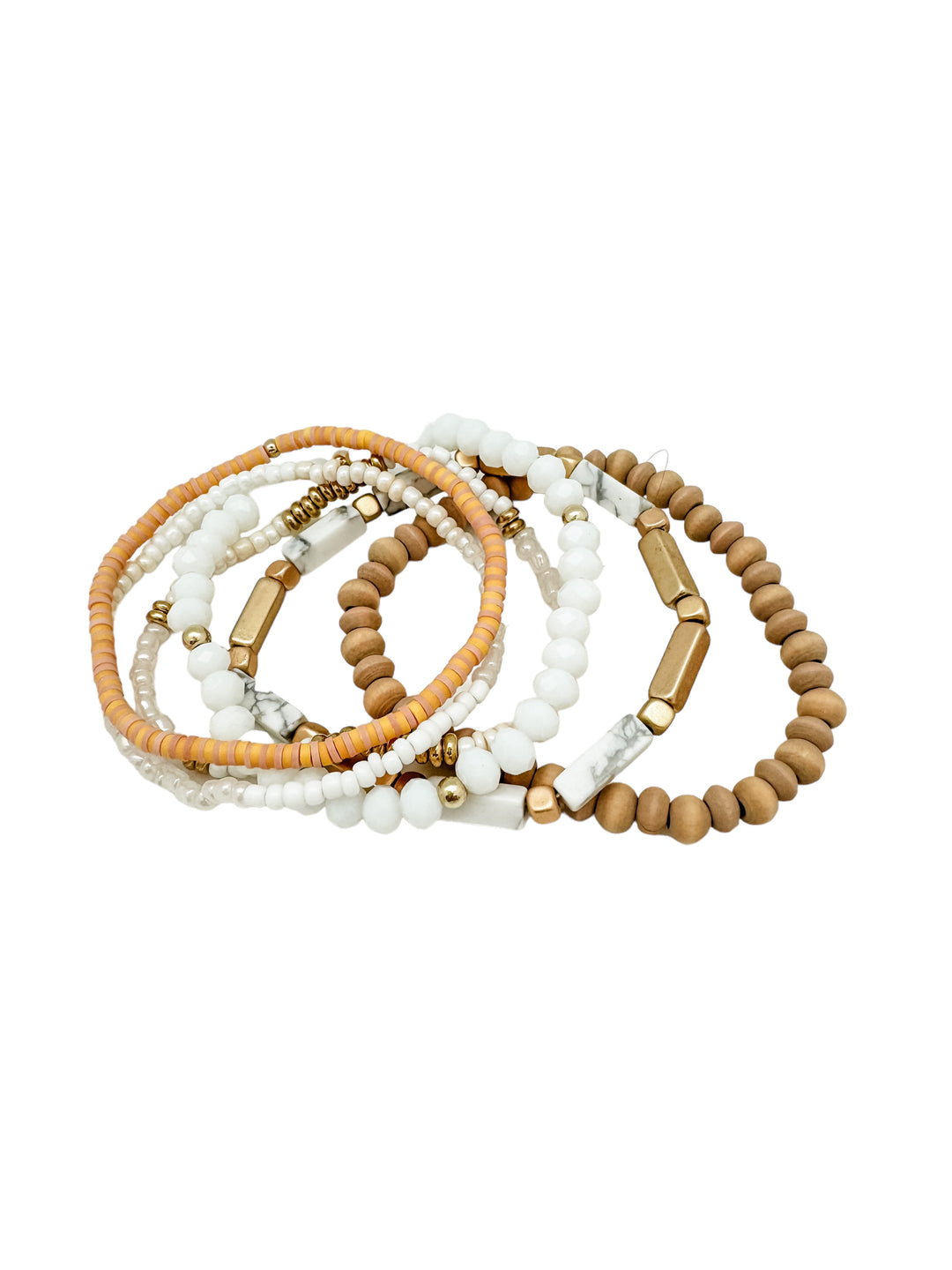 White and Brown Bracelet Stack
