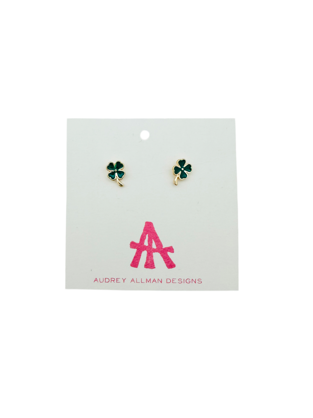 Green Enamel Clover Sud Earrings