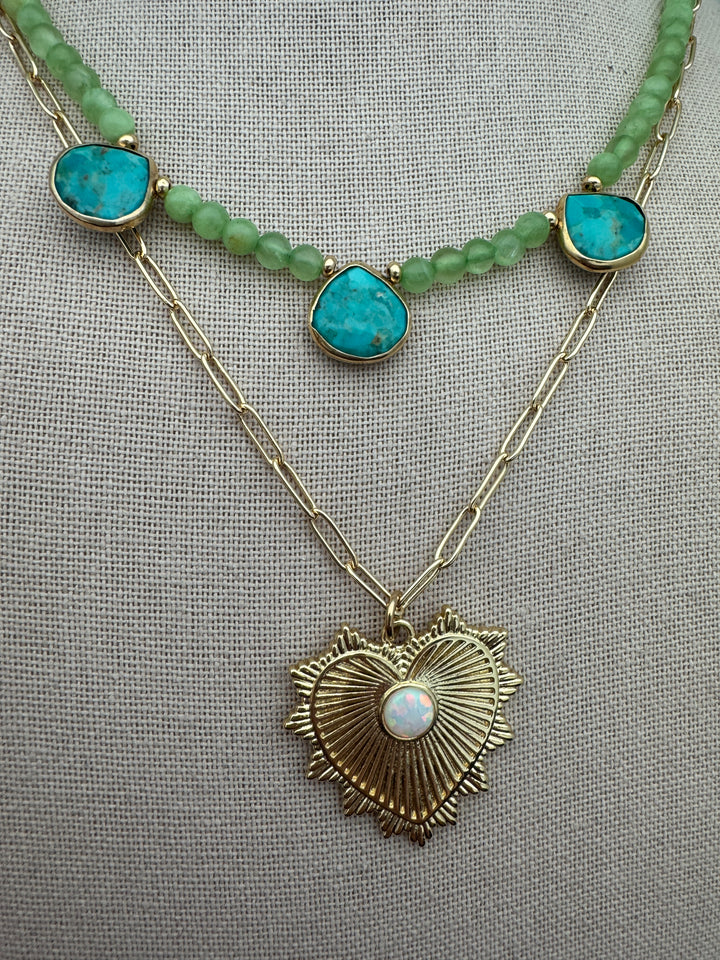Turquoise and Green Calcite Necklace