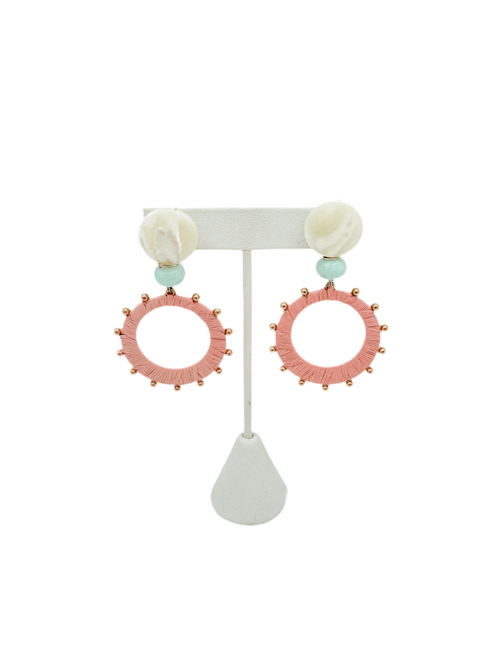 Pink Raffia Wrapped Earring