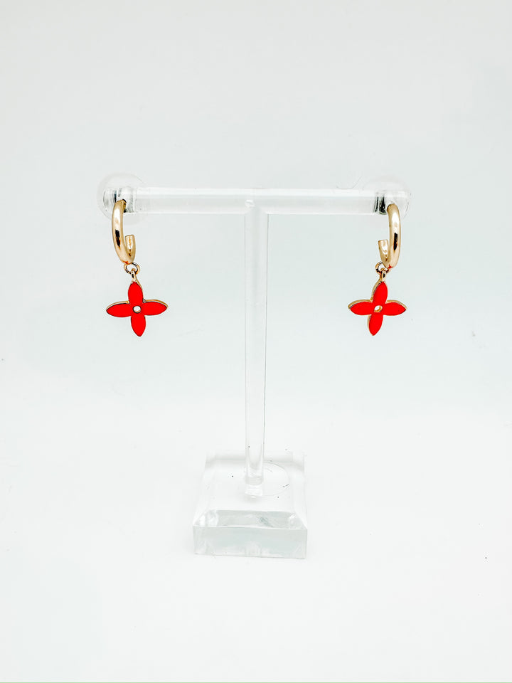 Enamel Flower Hoop Earring