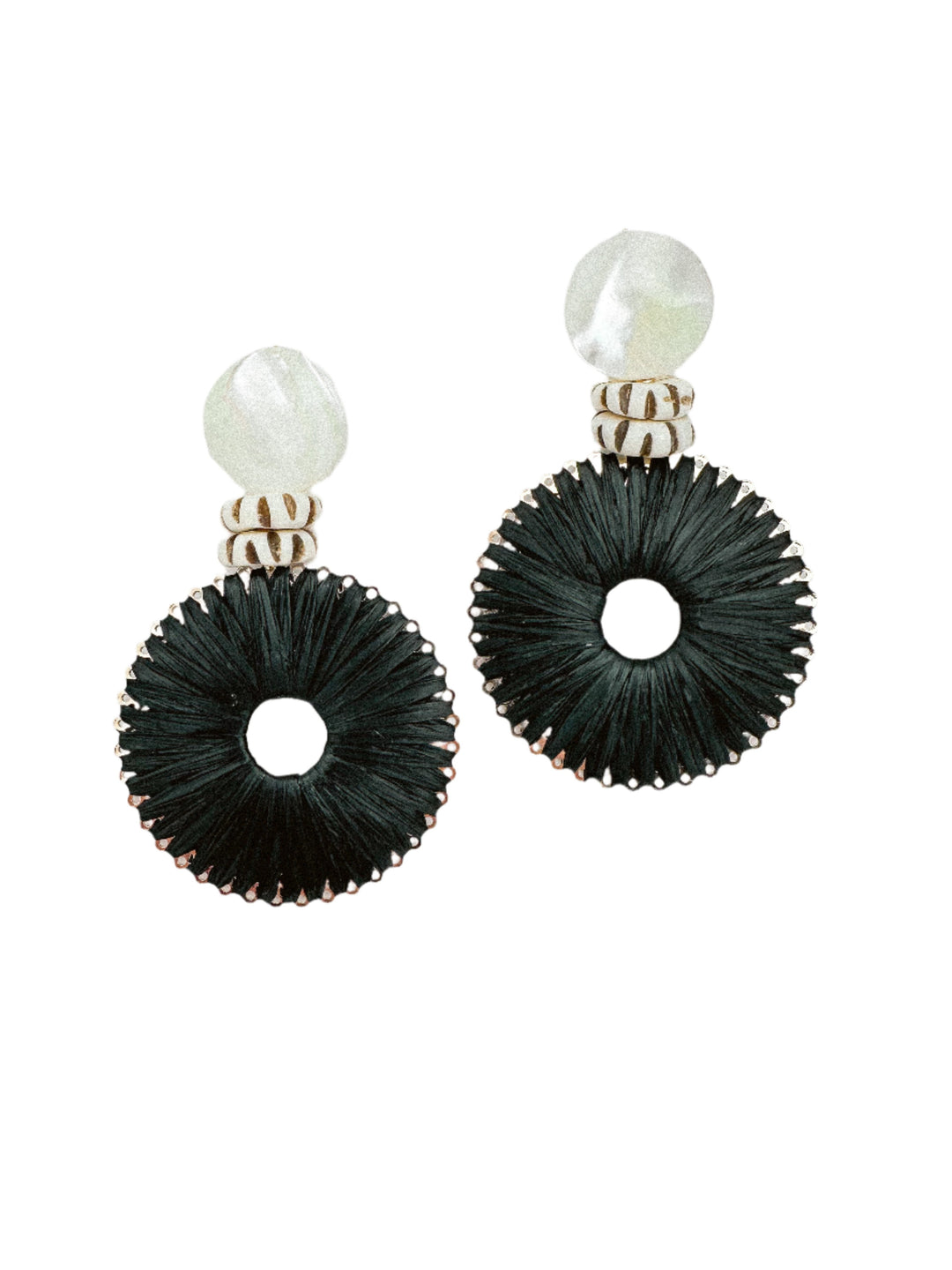 Gracie Black Raffia Wrapped Earrings