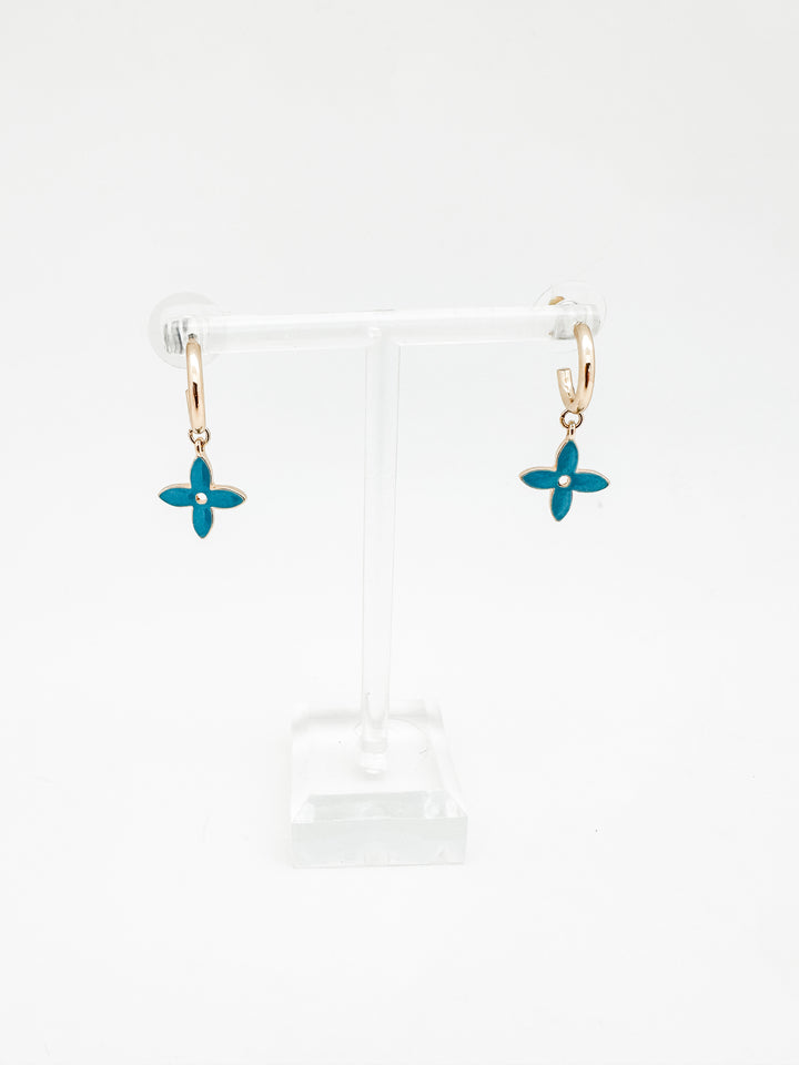 Enamel Flower Hoop Earring