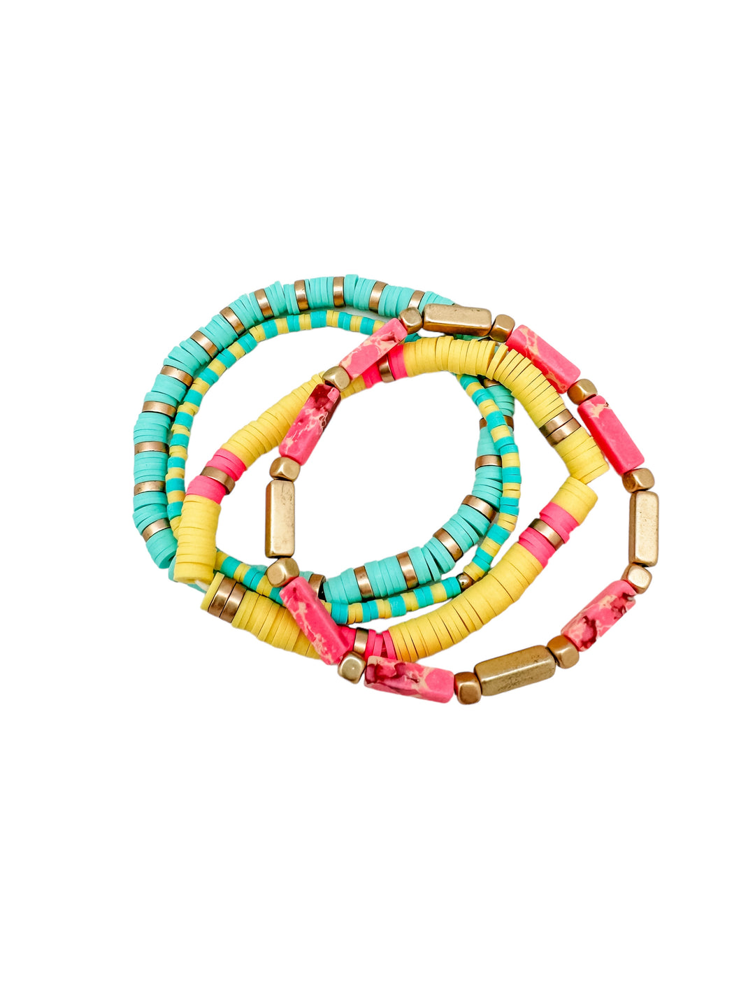 Green and Yellow Bracelet Stack