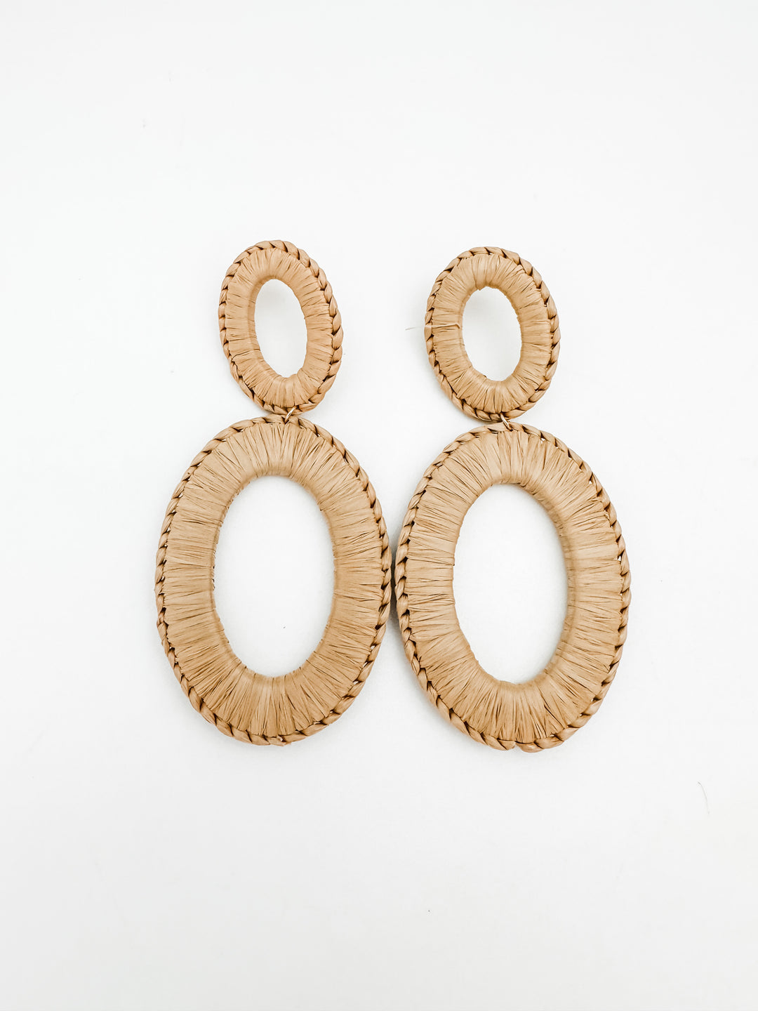 Neutral Raffia Wrapped Earrings