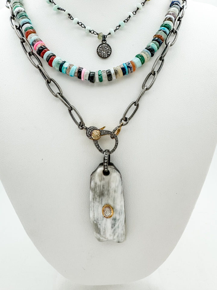 Peruvian Opal and Diamond Necklace