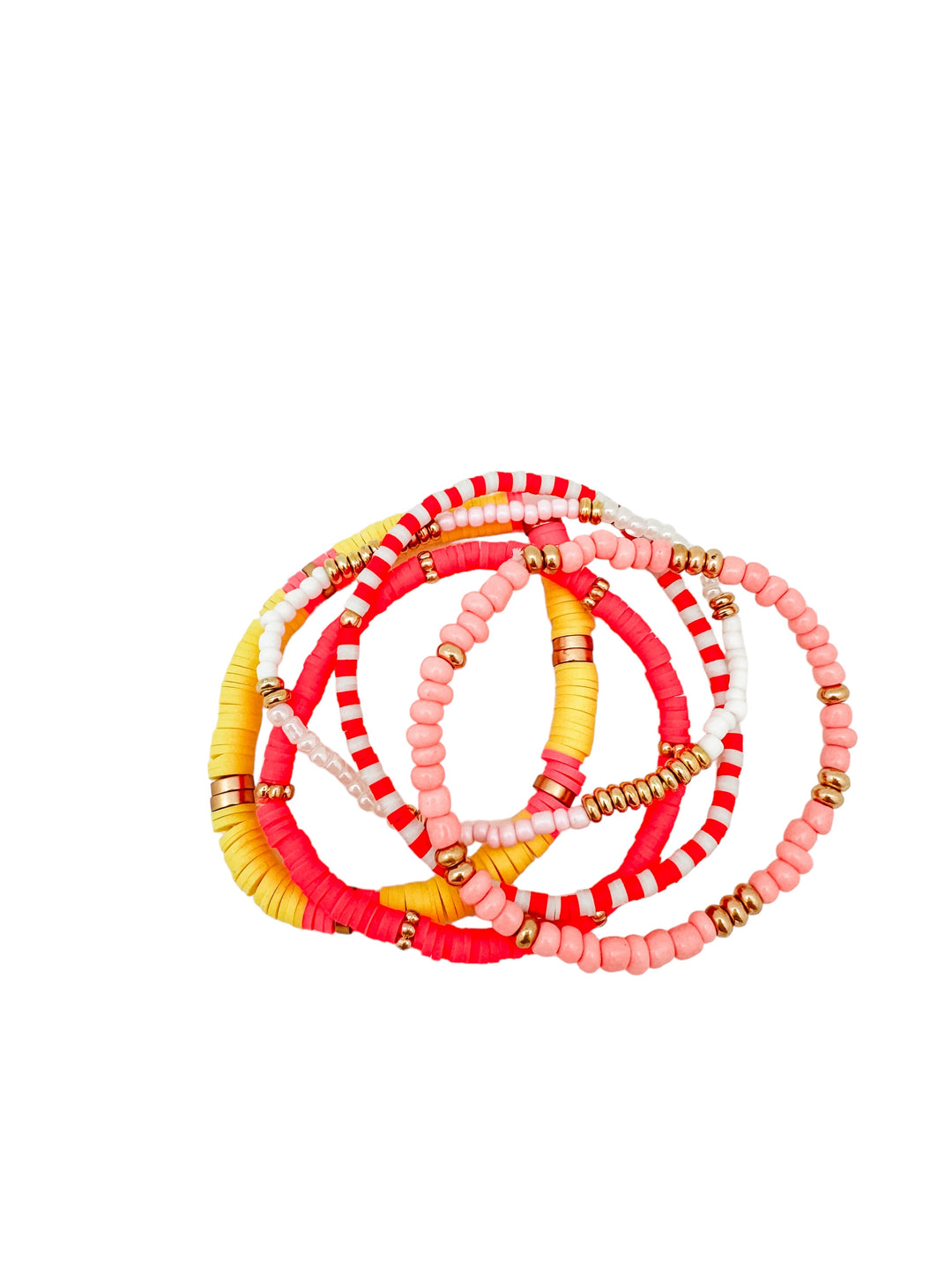 Pink and Yellow Bracelet Stack