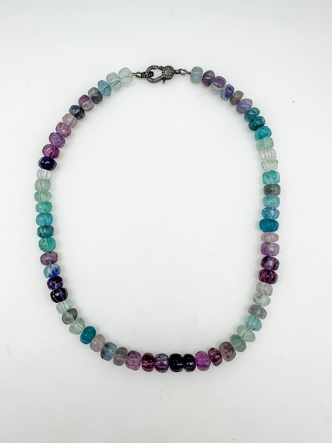 Fluorite Necklace with Pave Diamond Clasp