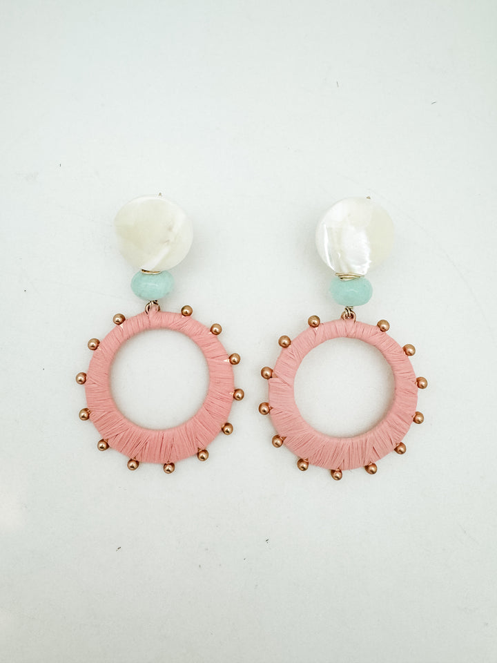 Pink Raffia Wrapped Earring
