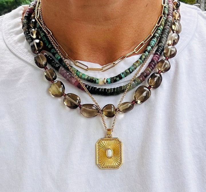 Smoky Quartz and Garnet Necklace