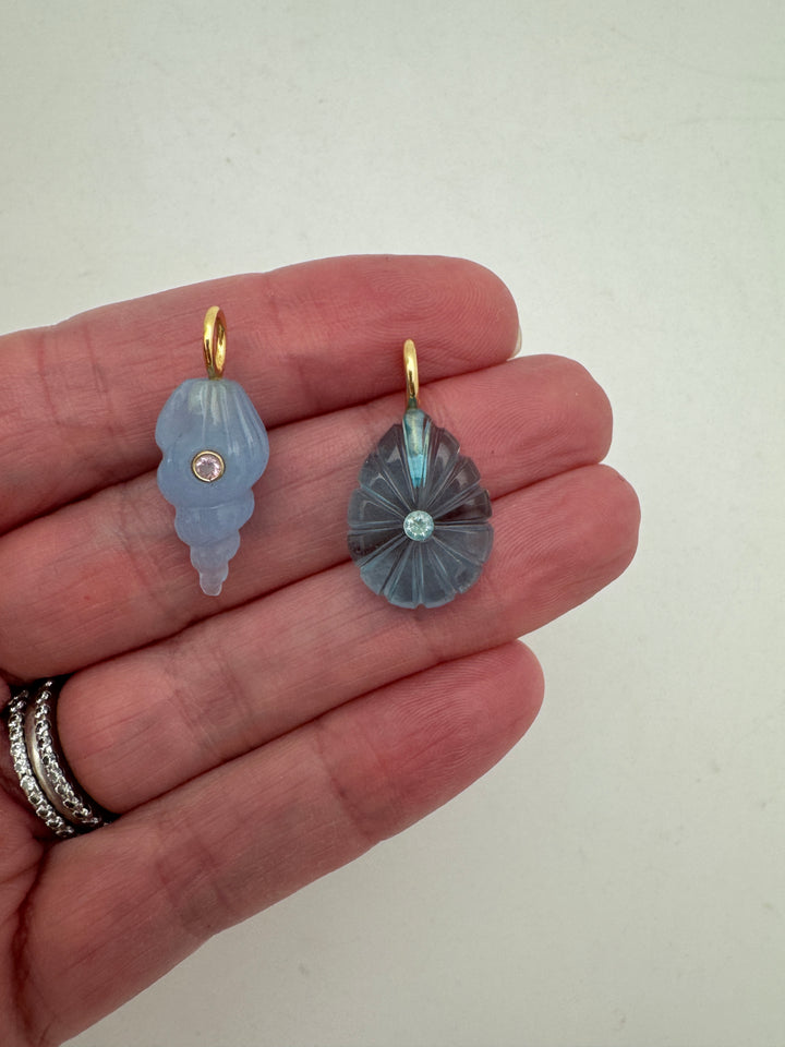 Blue shell Chalcedony charm