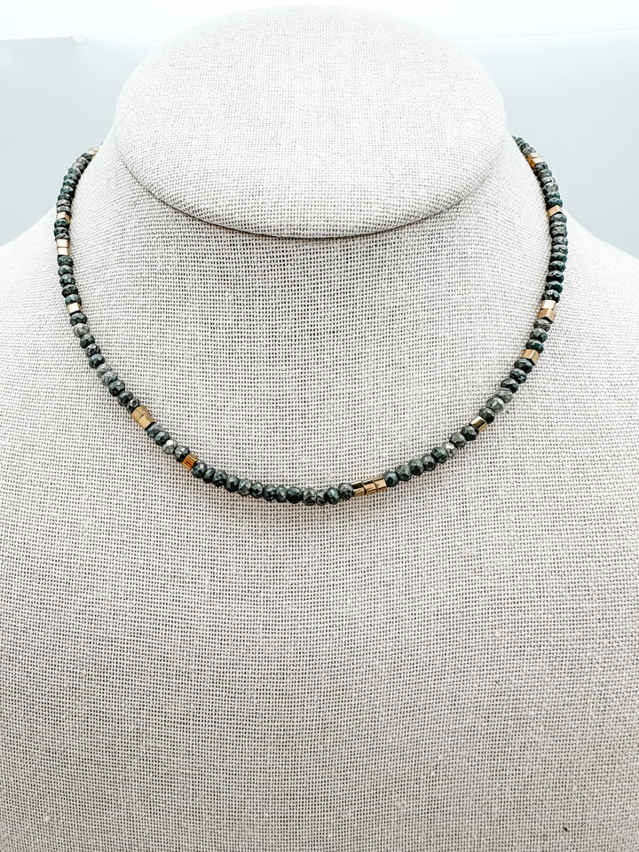 Pyrite and gold layer necklace