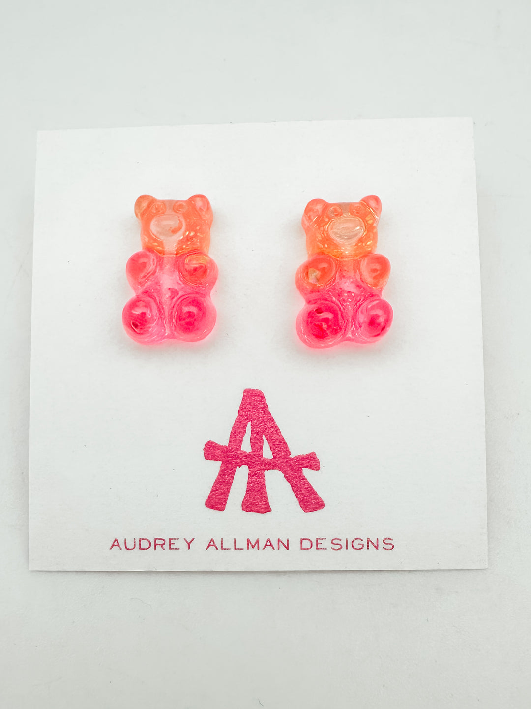 Orange/Pink Gummy Bear Stud Earrings