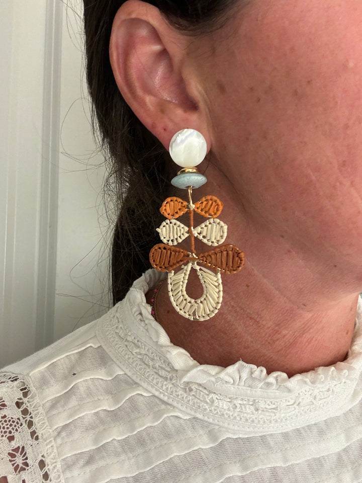 Orange Raffia Petal Earring