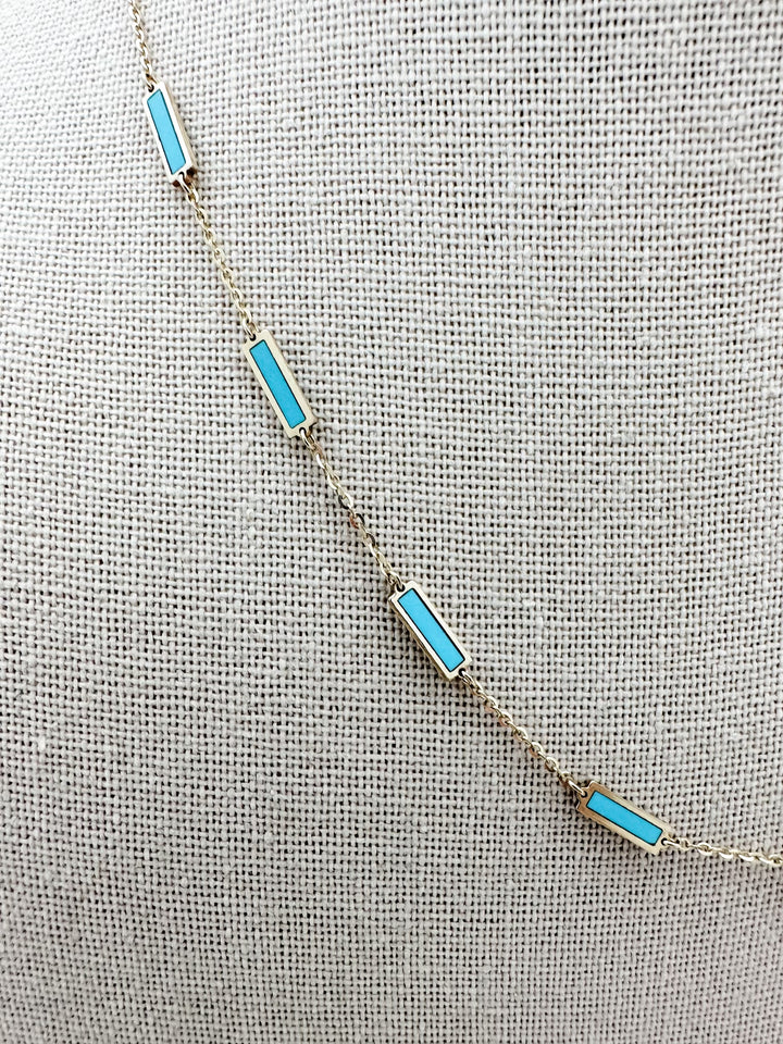 Turquoise Bar Chain Necklace
