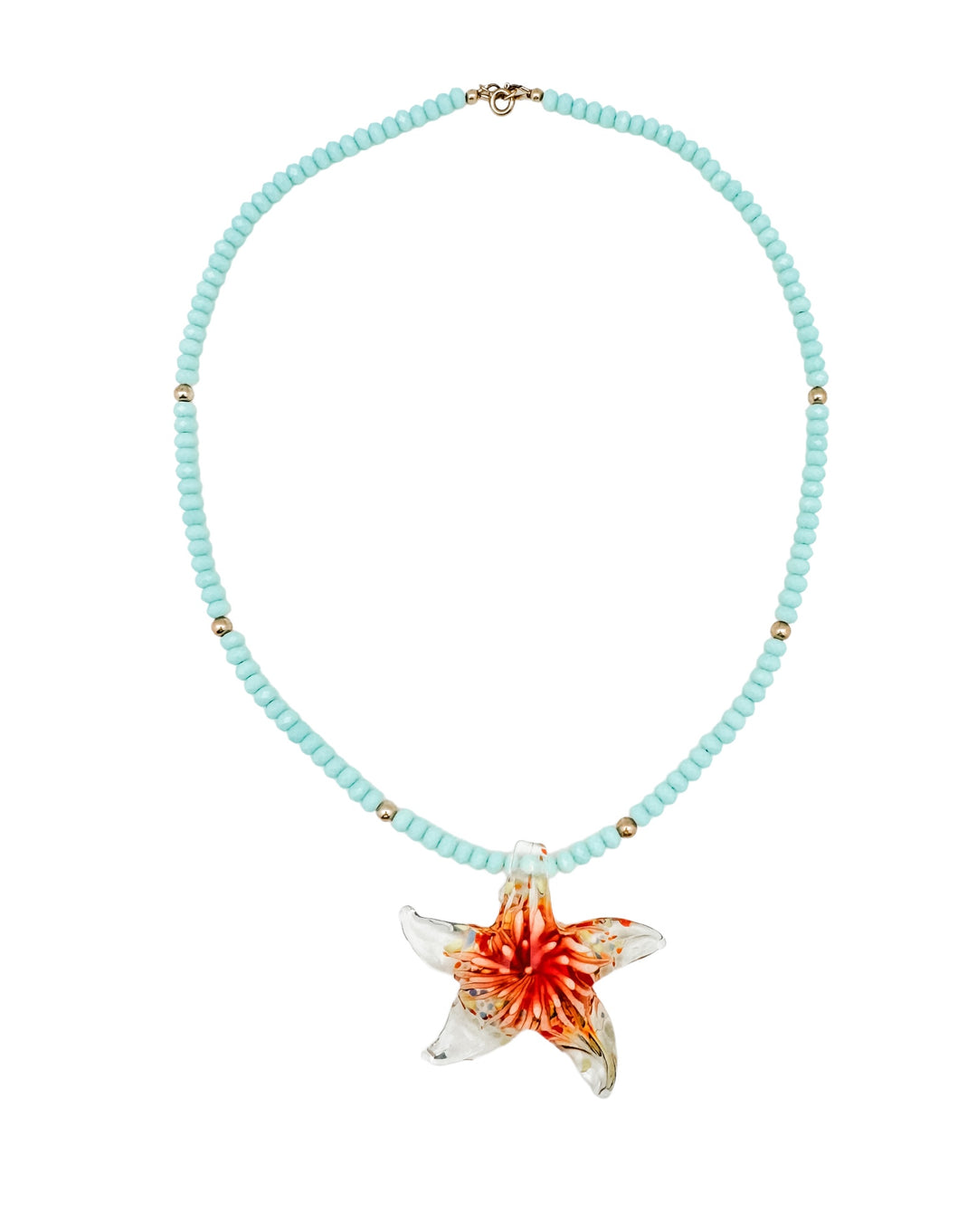 Cracks Orange Starfish Necklace