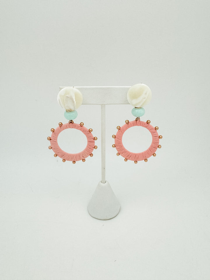 Pink Raffia Wrapped Earring