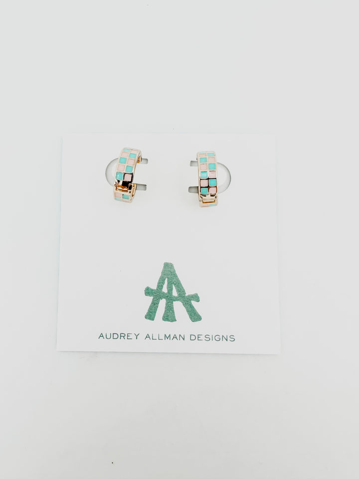 Checker Enamel Hoop Earring