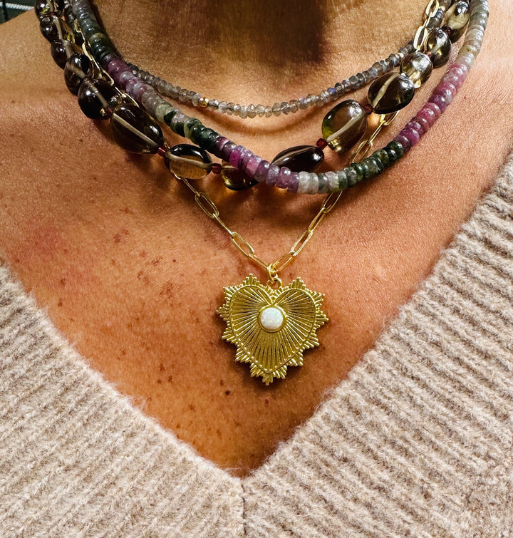 Smoky Quartz and Garnet Necklace