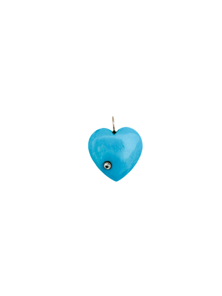 Turquoise and Diamond Heart Pendant