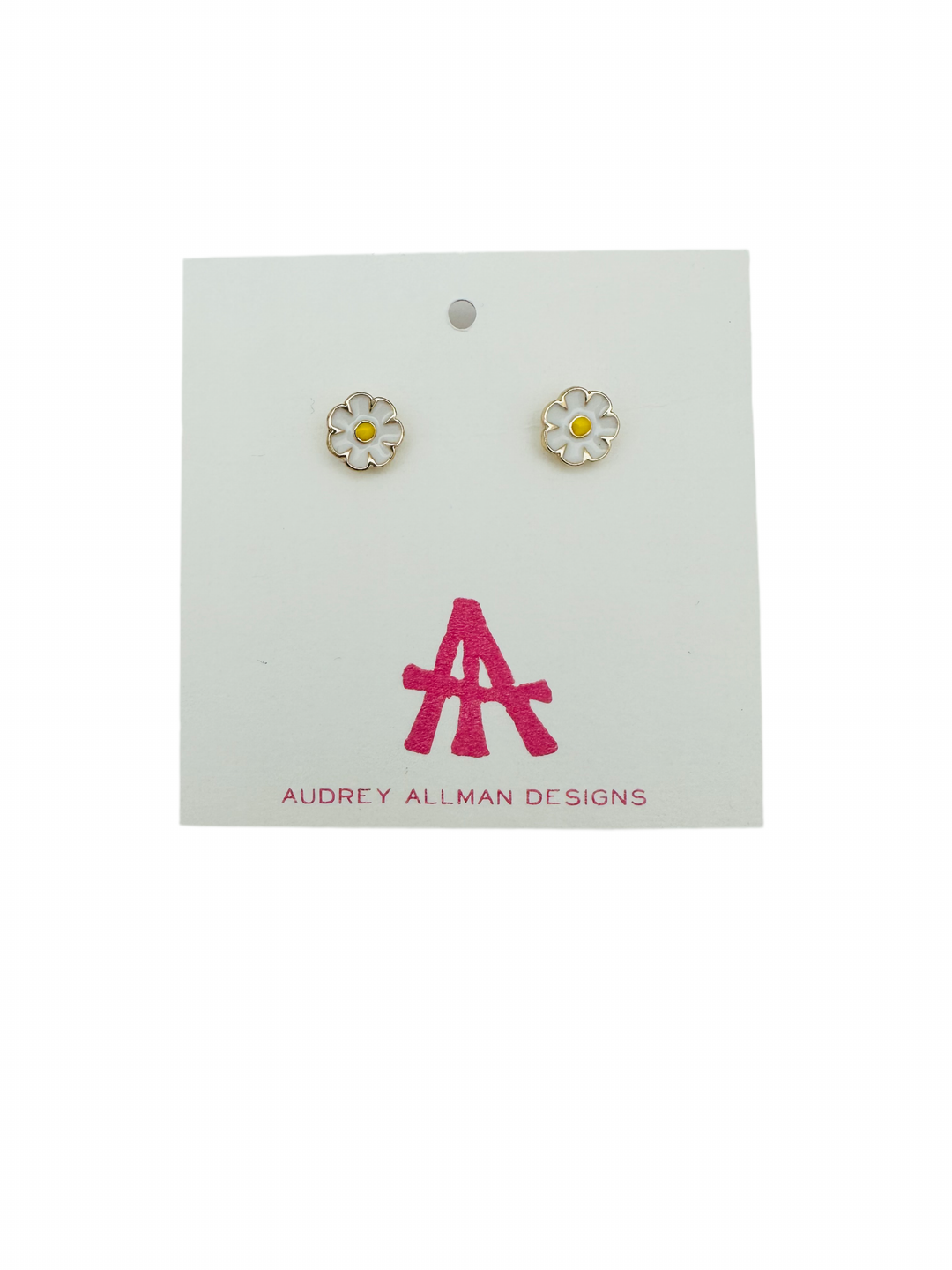 White Daisy Stud Earrings