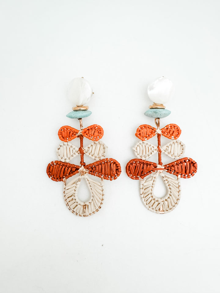 Orange Raffia Petal Earring