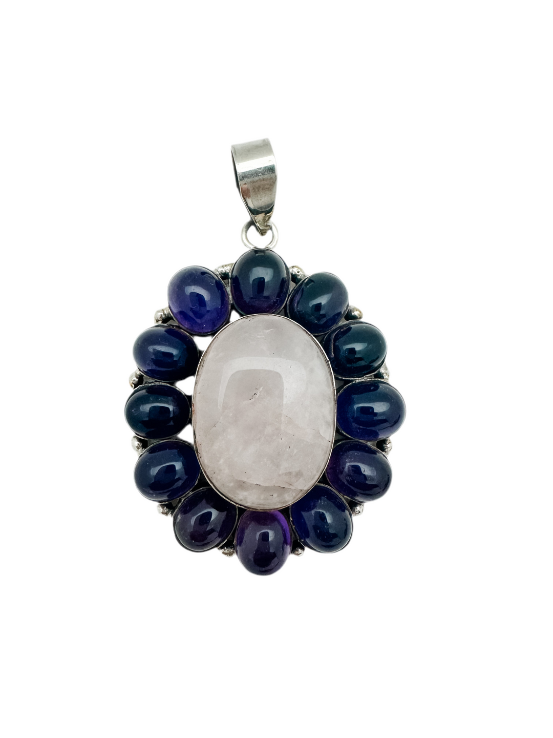 Amethyst and Rose Quartz Flower Pendant
