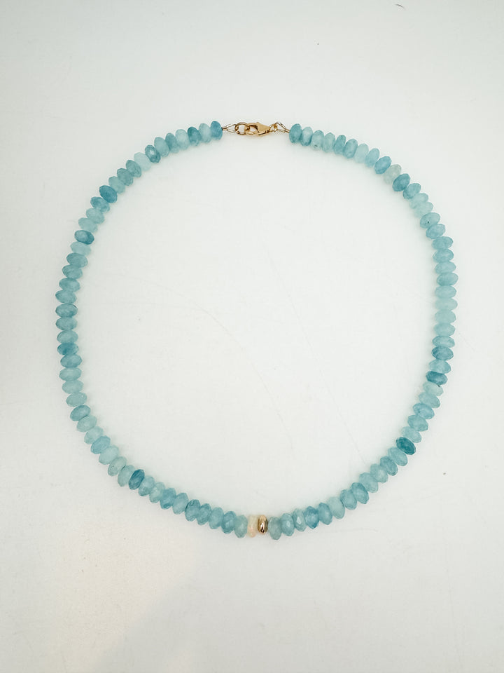 Aquamarine and Opal Faceted Necklace