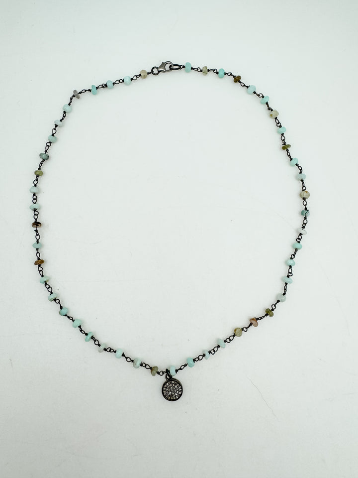 Peruvian Opal and Diamond Necklace