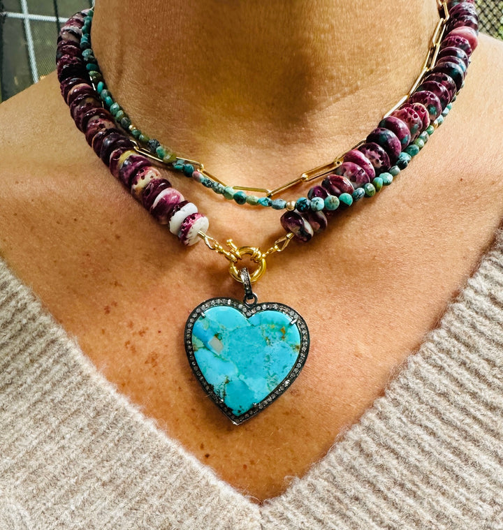 Spiny Oyster Shell with Turquoise Necklace