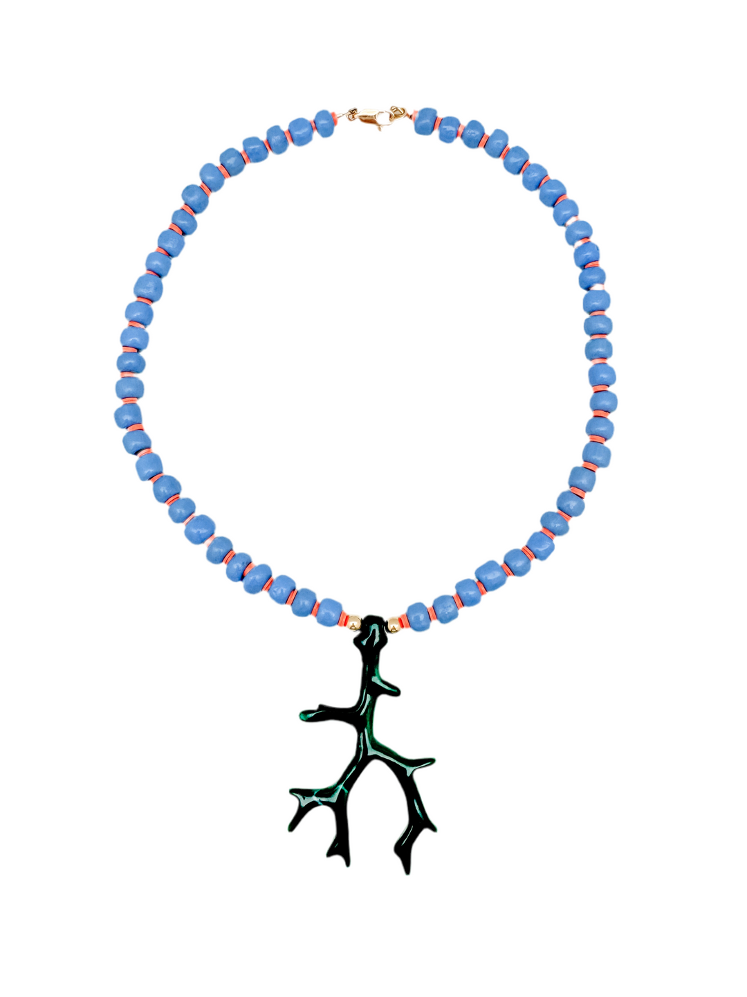 Green Acrylic Bamboo Coral Necklace