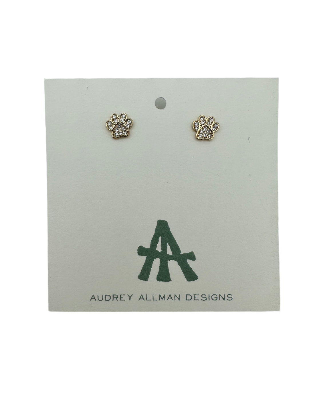 CZ Paw Print Stud Earrings