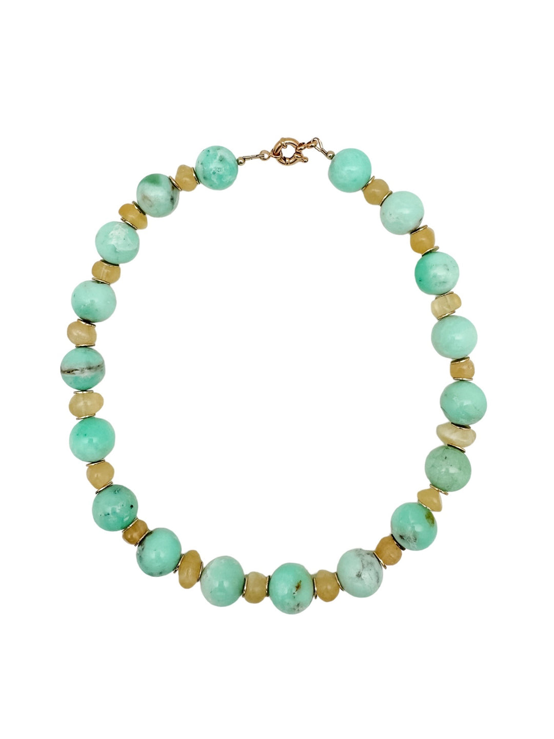 Chrysoprase and citrine gemstone necklace