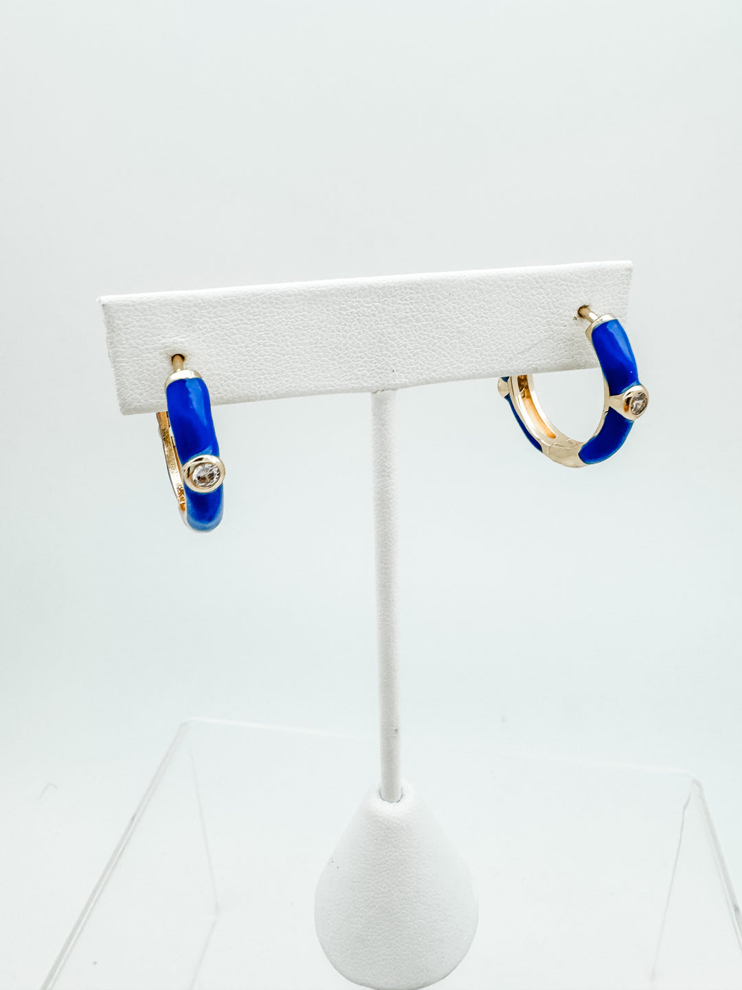 Blue Enamel Hoop Earring