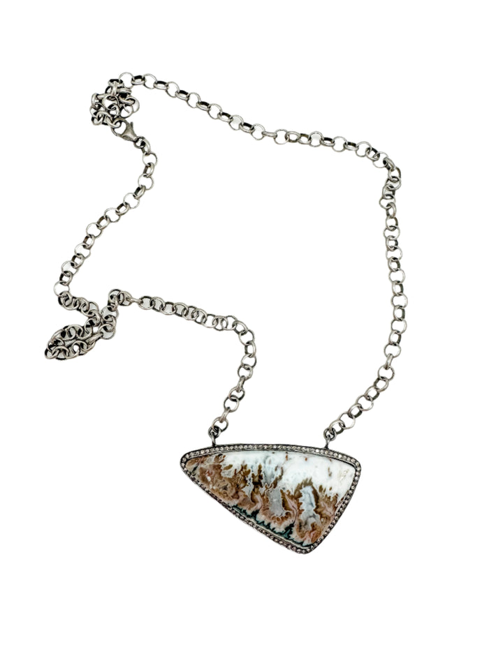 Dendritic Jasper and Diamond Necklace