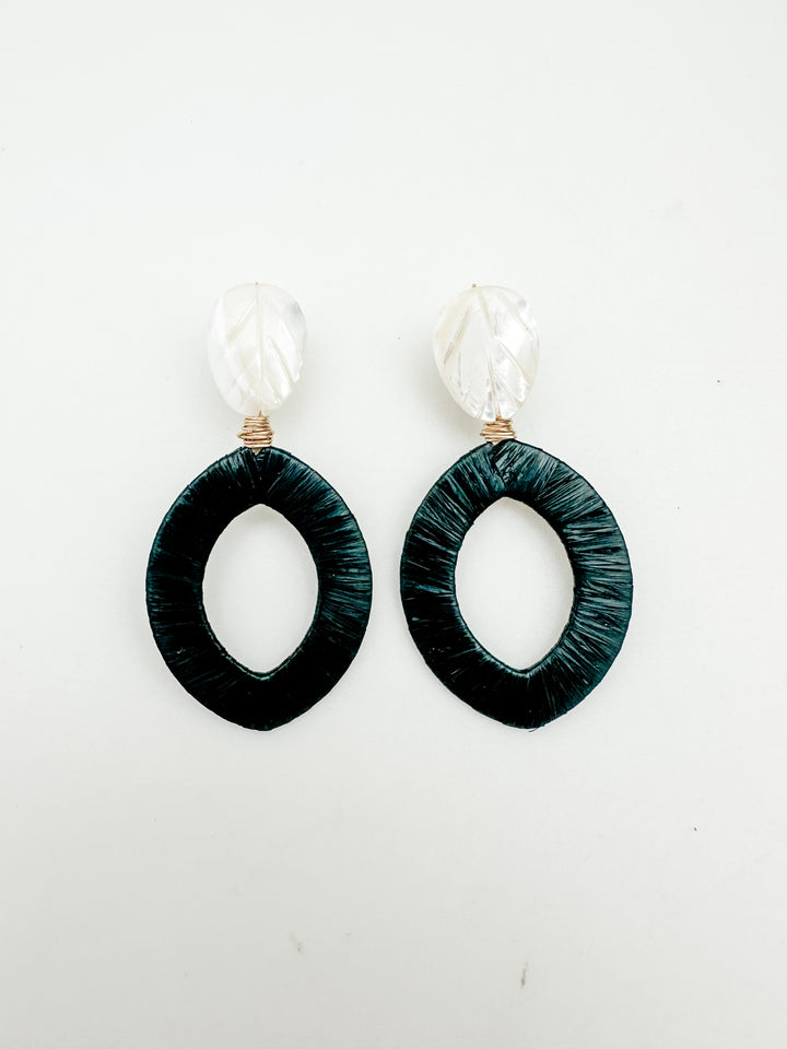 Wales Black Raffia Wrapped Earrings