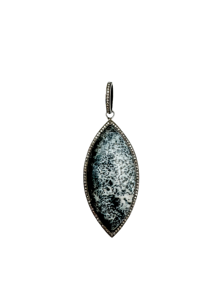 Snow Opal Pave Diamond Pendant