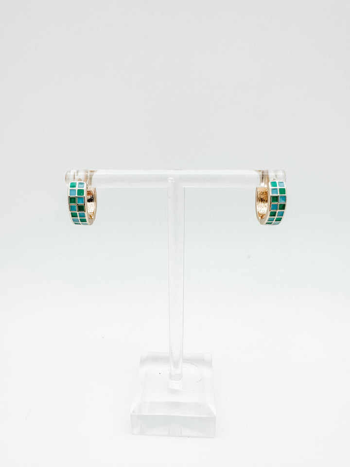 Checker Enamel Hoop Earring