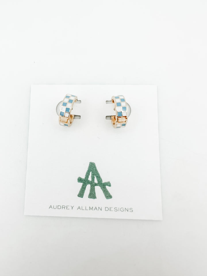 Checker Enamel Hoop Earring