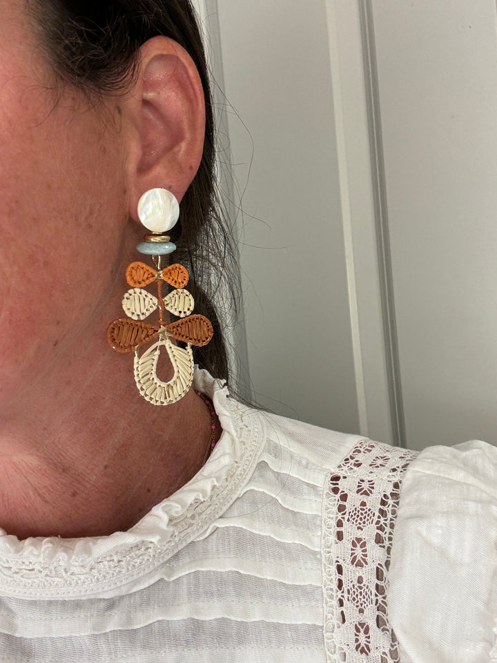 Orange Raffia Petal Earring