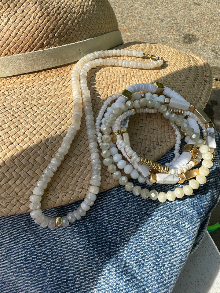 White and Cream Bracelet Stack