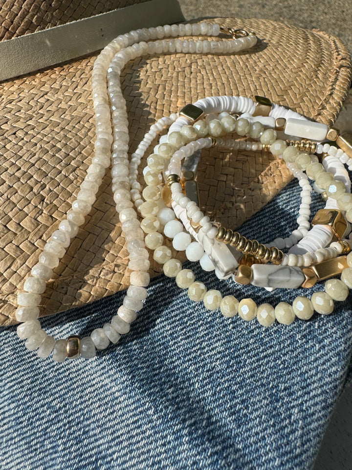 White and Cream Bracelet Stack