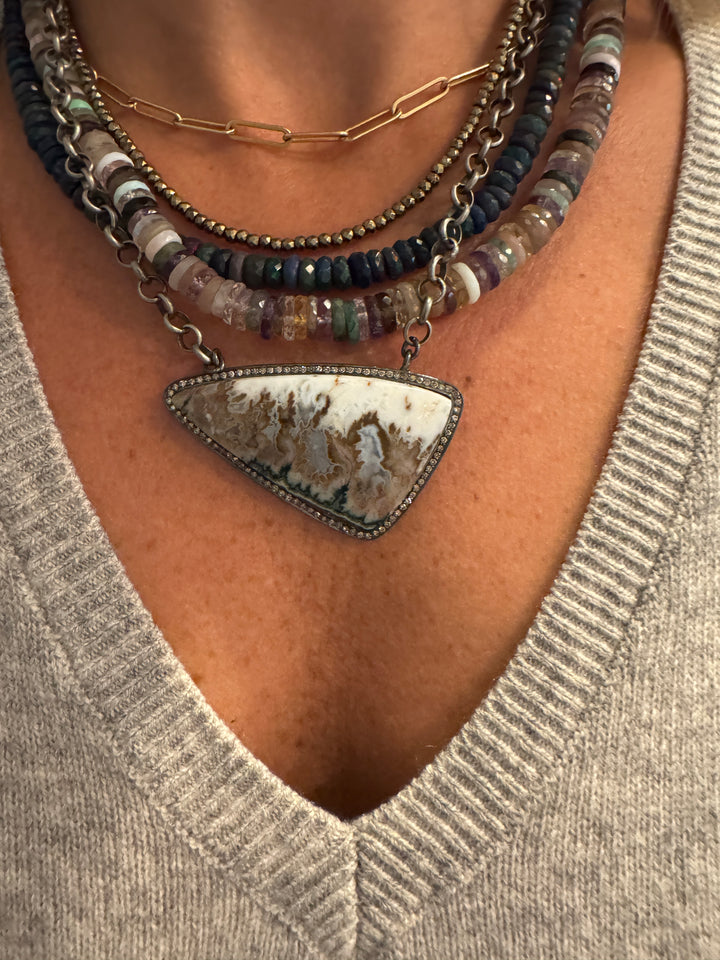 Dendritic Jasper and Diamond Necklace