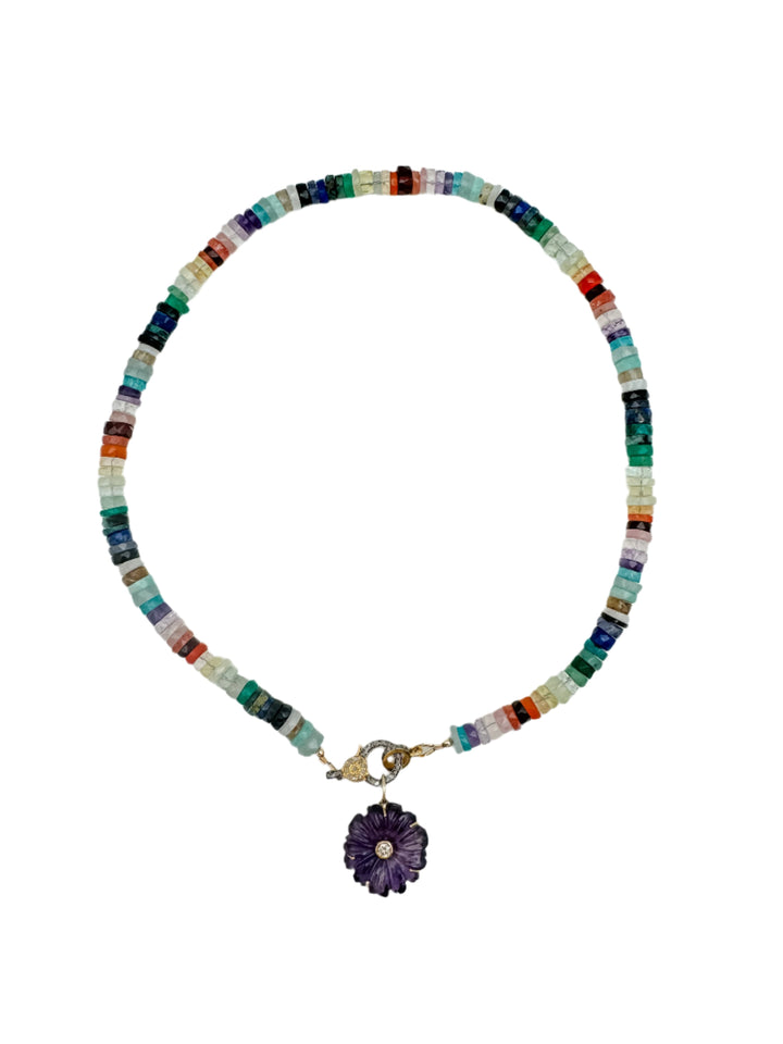 Rainbow Gemstone Faceted Necklace