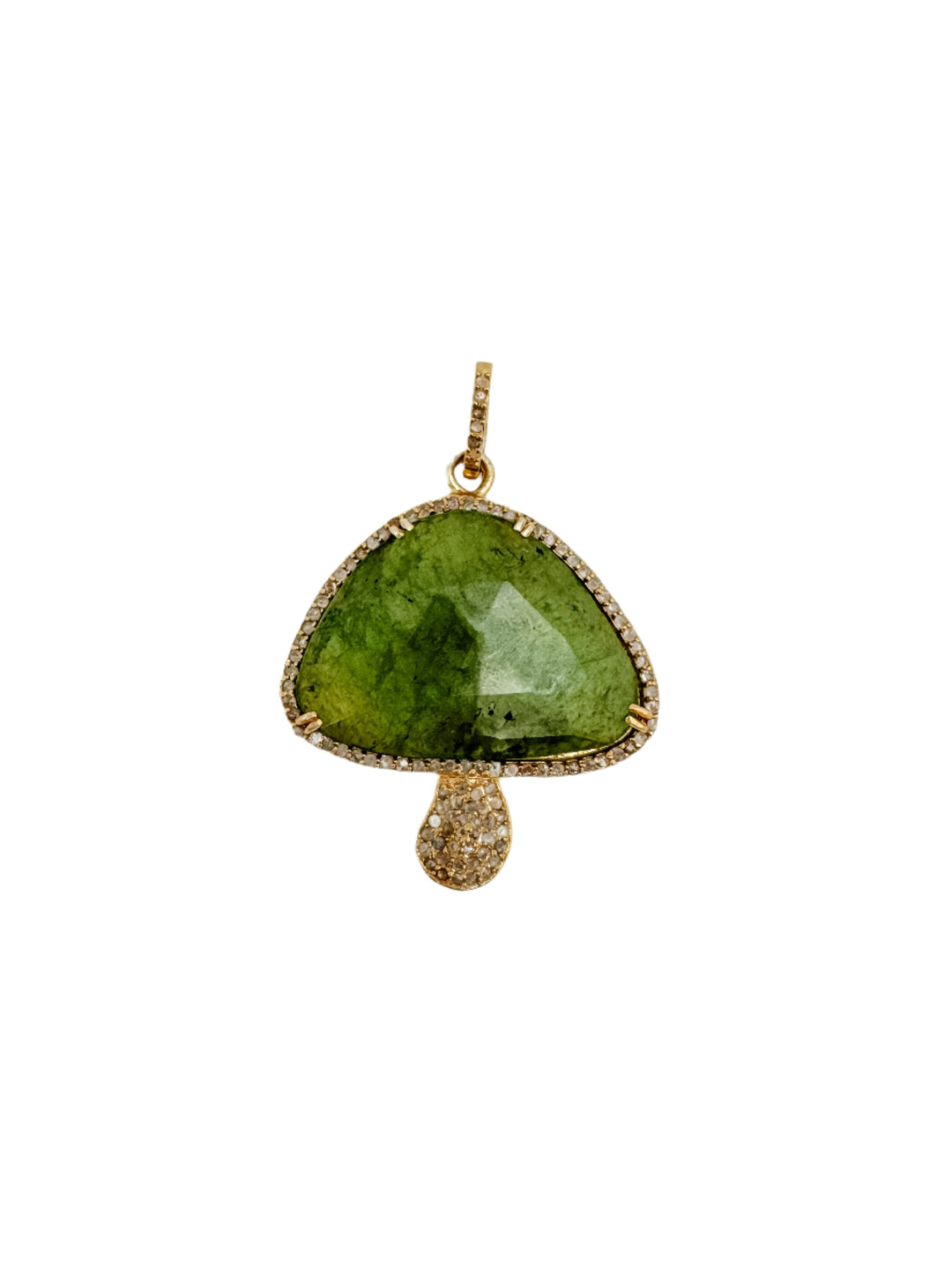 Lime Green Tourmaline Mushroom Pendant