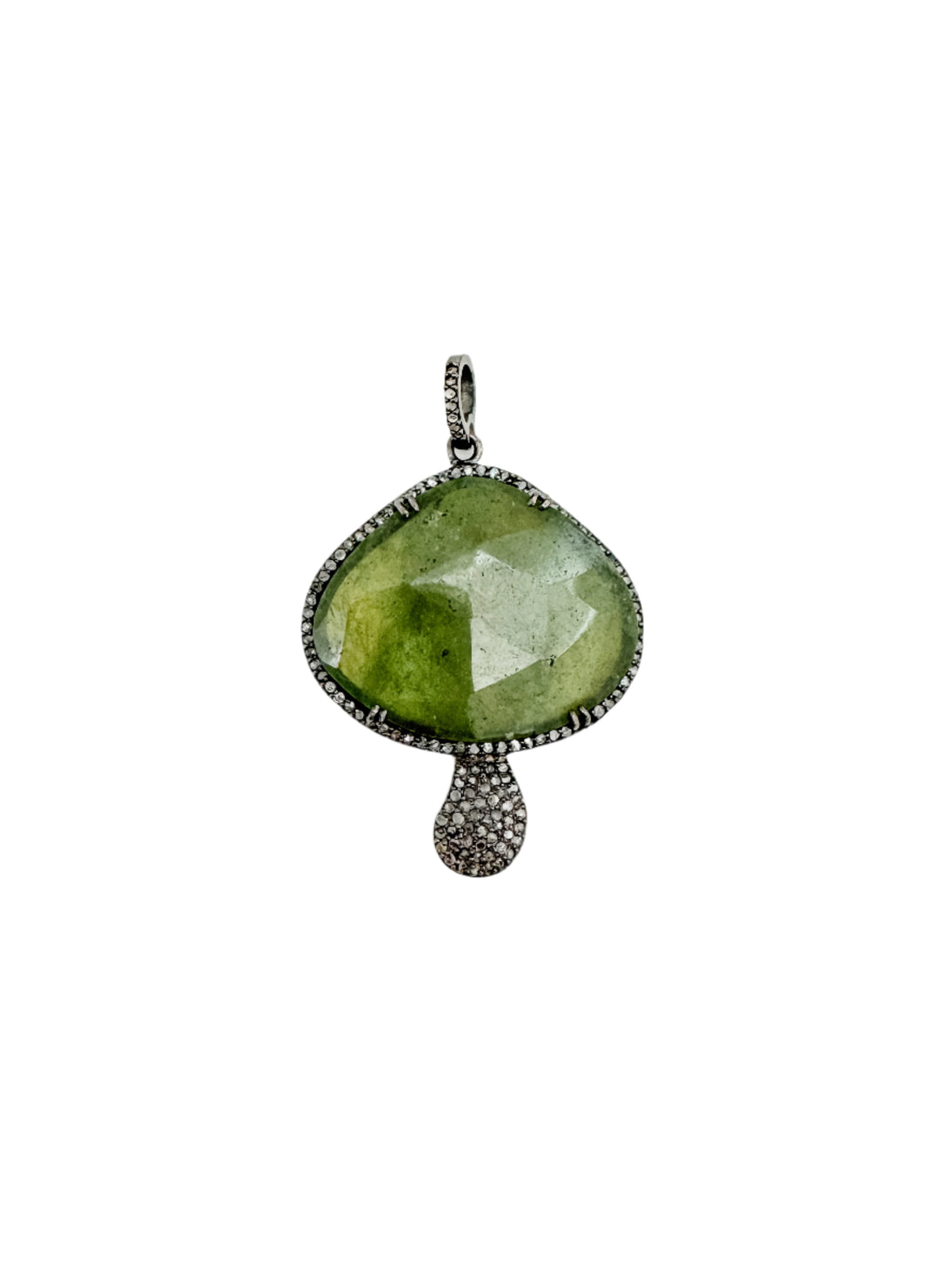 Large Faceted Green Tourmaline Mushroom Pendant
