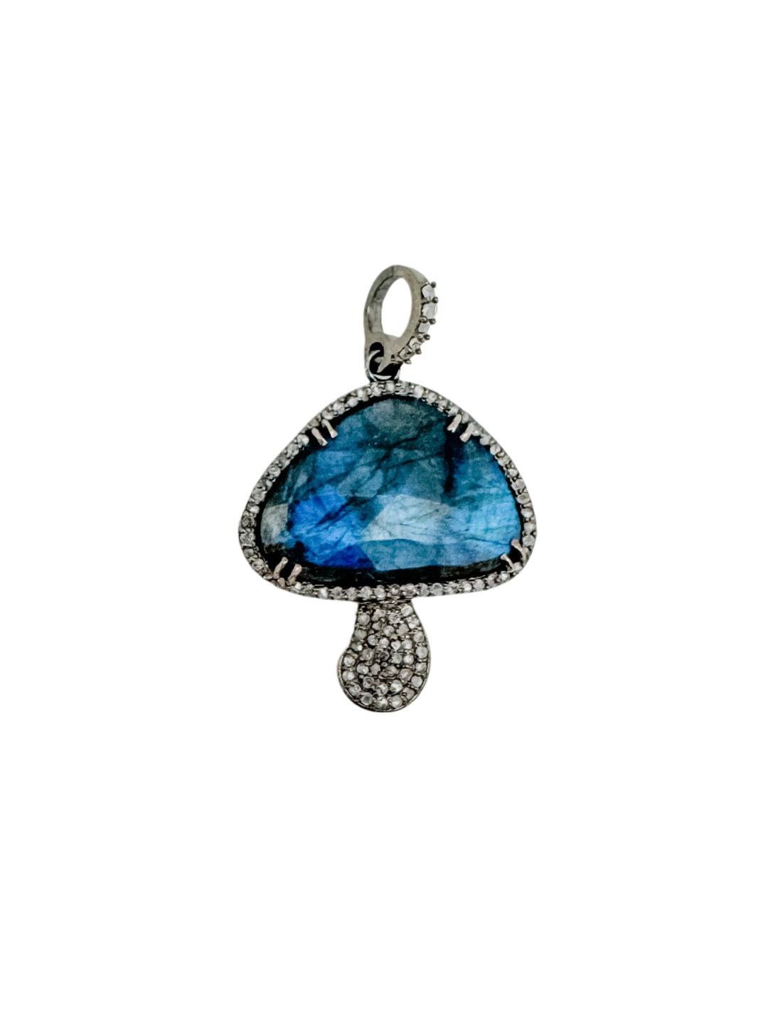 Labradorite and Diamond Mushroom Pendant