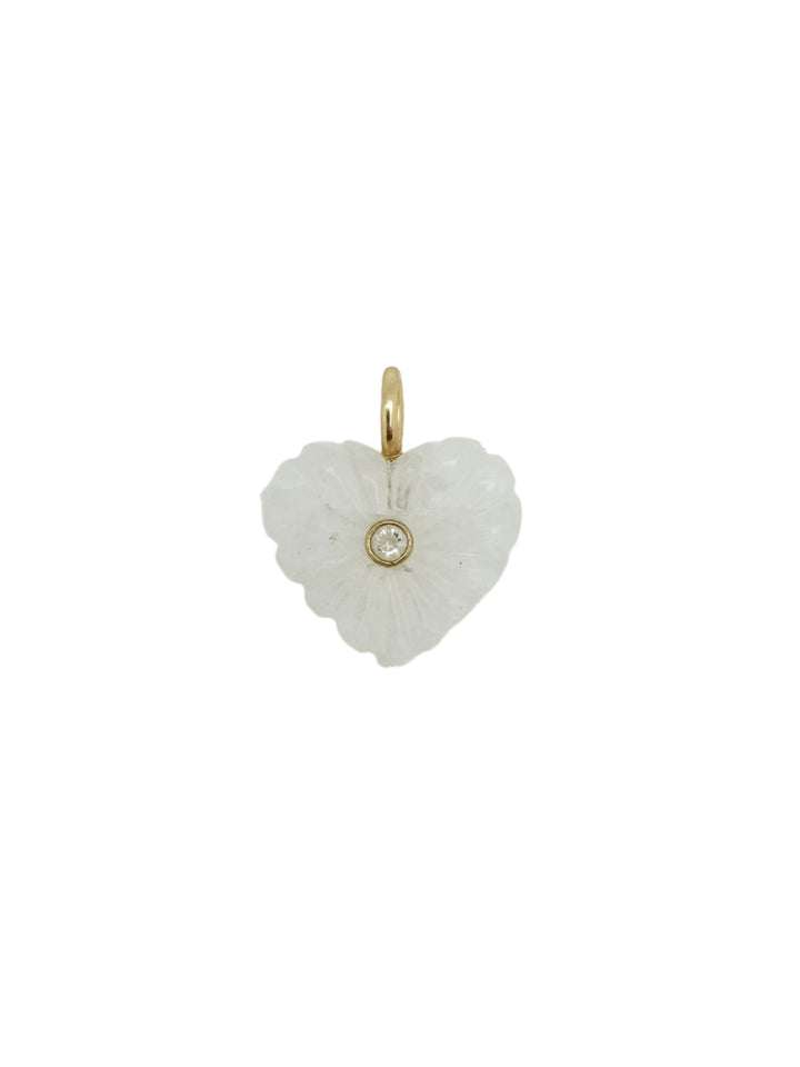 Moonstone Fluted Heart Charm